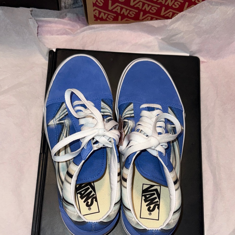 NWT Vans “Off The Wall” Old Skool Warp Nebulas Blue Chrome - Picture 5 of 8